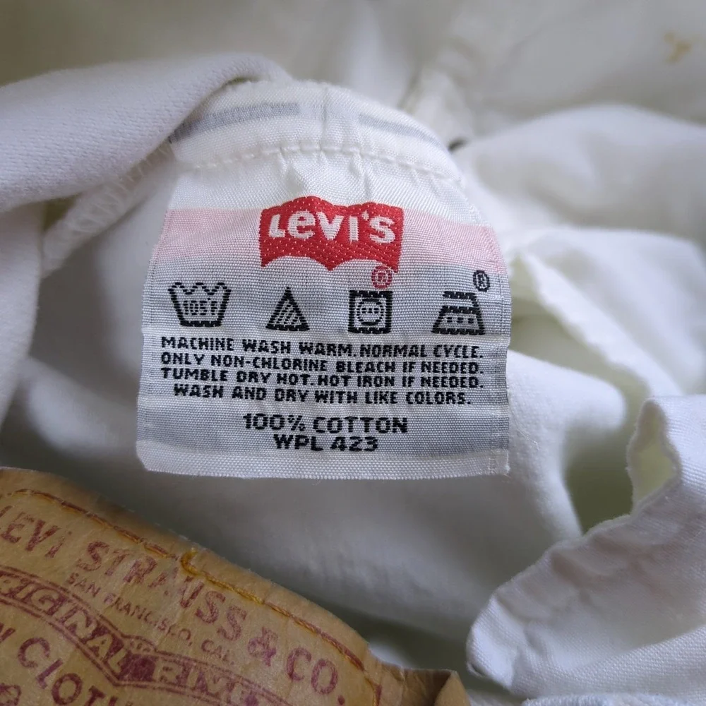 VTG Y2K Levis 501 Jeans Mens 38x30 (34x27) White Button Fly Original Straight
